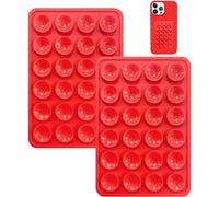 Xzyden 2PCS Silicone Suction Phone Case Mount,Non Slip Suction Cup Phone Mount,Hands-Free Phone Accessories Holder for Selfies and Videos,Silicon Adhesive Phones Stand for Cell Phones(Red)
