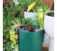 Xzyden 2Pcs Umbrella Frog Sculpture,Cute Frog Sculpture Decoration,Outdoor Garden Decoration,Aquarium Tabletop Art,Garden Patio Decoration,Green (10.2x8x4.3cm)