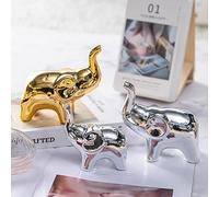 Xzyden 3 Pcs Scandinavian ins style elephant ceramic jewelry storage tray set (1 gold 2 silver) creative home furnishings living room bedroom bathroom decorations ring tray key storage dish