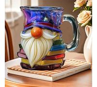 Xzyden Glass Mug,Exquisite Hand-Painted Glass Cup for Art Lovers,Music Themed Coffee Cup with Artistic Atmosphere, Unique Personalized Design Coffee Mugs,Colorful, 13x10x10cm