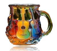 Xzyden Guitar Coffee Mugs,Exquisite Hand-Painted Resin Cup for Art Lovers,Music Themed Coffee Cup with Artistic Atmosphere, Unique Personalized Design Coffee Mugs,Colorful, 11x11x8.6cm