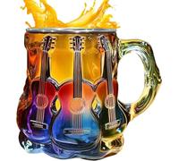 Xzyden Guitar Mug,Exquisite Hand-Painted Resin Cup for Art Lovers,Music Themed Coffee Cup with Artistic Atmosphere, Unique Personalized Design Coffee Mugs,Colorful, 11x11x8.6cm