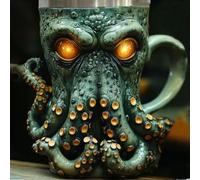 Xzyden Octopus Coffee Cup,Resinous Mug,Exquisite Hand-Painted Resinous Cup for Art Lovers,Resin Beverage Drinkware for Sea Lovers,Colorful, 12x10x12cm