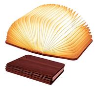 Xzyden Rechargeable Folding Book Design Night Light with Elegant Red Walnut Wood Cover and Portable Gift Functionality for Bedside or Decor,Easy USB Charging,Red Walnut,25x16.5x12cm