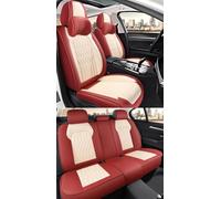 XZYNB Car Seat Covers for Cadillac CT4 2020-2021 2022 2023 2024 2025, Waterproof Leather Full Set, Can Protect Front and Rear Seats, Side Airbag Compatible,Beige + Burgundy