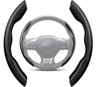 XZYNB Car Steering Wheel Cover for BMW 330e 2021-2022 2023 2024 2025, Half Pack Anti-slip Breathable Carbon Fiber Protector Cover, 38cm,Black