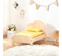 XZZHSM Cat bed,Cute Solid Pine Wood Frame Lifted Pet Bed, Curved All-season Couch Dog Kennel Elevated, Waterproof Small/Medium Size Pet Gear Cot Furniture (Color : 4-with Bedding, Size : M- 84 * 5