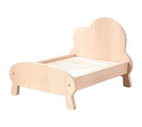 XZZHSM Cat bed,Cute Solid Pine Wood Frame Lifted Pet Bed, Curved All-season Couch Dog Kennel Elevated, Waterproof Small/Medium Size Pet Gear Cot Furniture (Color : Without Bedding, Size : S-54 * 4