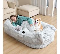 XZZHSM Cat bed,Human Sized , Human, Washable Faux Fur Human For People Doze Off, Napping Orthopedic, Giant Beanbag With Blanket For People, Families, Pets (Color : Gray, Size