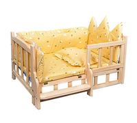XZZHSM Cat bed,Indoor Outdoor Wood Dogs Bed, Raised Orthopedic Warm & Cooling Dogs Cats Kennel Couch, for Large Medium Small Pet, Easy To Install (Color : Yellow, Size : Large)
