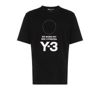 Y-3 Black logo and circle printed cotton t-shirt M-L