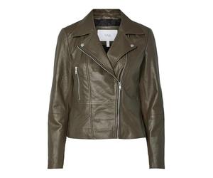 Y.A.S Women's Yassophie Leather Jacket Noos, Dark Olive, XS, dark olive, x_s