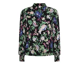 Y.A.S Yasalira LS Shirt S. Noos, Black/AOP: Chalk Flower, M