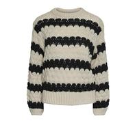 Y.A.S Women's Yasbubba Ls Knit Pullover S. Noos Jumper, Birch/Stripes: Black, M