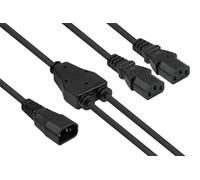Y-Cold Appliance Extension IEC Plug C14 to 2x IEC Socket C13 2 m Black