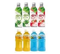 Y-Go Mixed Aloe Vera & Nata de Coco Drinks 8-Pack | 2 Bottles Each - Aloe Vera Original & Mango, Nata de Coco Strawberry & Lychee | Refreshing Tropical Ready-to-Drink Beverages
