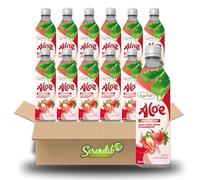 Y-go Y-go Aloe Vera Drink Strawberry 500ml - Refreshing Aloe Vera Juice with Real Aloe Pieces | Fruity Hydrating Beverage | Healthy Drink | (Pack of 12)