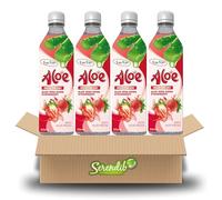 Y-go Y-go Aloe Vera Drink Strawberry 500ml - Refreshing Aloe Vera Juice with Real Aloe Pieces | Fruity Hydrating Beverage | Healthy Drink | (Pack of 4)