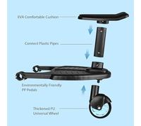 Y.H BLISSHAVEN Buggy Board with Seat for Children - Joie Buggy Board Compatible with Pushchairs, Extra-Large Standing Platform & Reversible Seat Connector, Kids Ride-On Pedal for 2-7 Years (Blue)