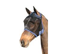 Hy Equestrian Mesh Half Mask without Ears - Black/Blue - Pony