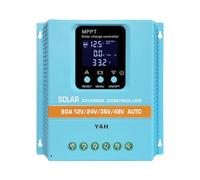 Y&H MPPT 60A Solar Charge Controller 12V 24V 36V 48V LCD Display Battery Intelligent Controller Max 100V Input Dual USB for Lead Acid/Lithium