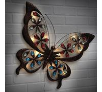 Y Homeware Butterfly Solar Powered Outdoor Garden Metal Wall Art, Solar Garden Ornaments, Solar Lights Outdoor, Garden Decoration Pathway Lights.