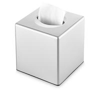 Y-in Hand Tissue Box Cover, Square Facial Tissue Holder Storage for Bathroom Vanity, Countertops, Dressers, Night Stand, Parlors and Offices - Silver