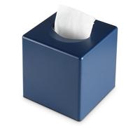 Y-in Hand Tissue Box Cover, Square Facial Tissue Holder Storage for Bathroom Vanity, Countertops, Dressers, Night Stand, Parlors and Offices - Navy Blue