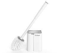 Y-in Hand Toilet Bowl Brush and Holder Set, Compact Toilet Scrubber Brush for RV and Bathroom Cleaning, Durable Classic 360°PP Bristle, Drip-Proof, Wall Mountable.（White）
