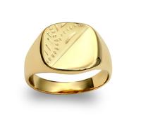 (Y) Jewelco London Men's Solid 9ct Yellow Gold Diamond Cut Square Cushion Signet Ring - JRN145