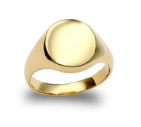 (Y) Jewelco London Men's Solid 9ct Yellow Gold Oval Signet Ring - JRN146