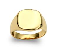 (Y) Jewelco London Men's Solid 9ct Yellow Gold Square Cushion Signet Ring - JRN144