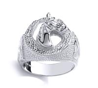 (Y) Jewelco London Mens Sterling Silver Horse Shoe Head Signet Ring - GVR778