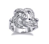 Jewelco London Men's Silver Round CZ Square Double Love Knot Ring | Size: Y Jewelco London Silver Y