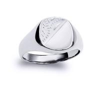 (Y) Jewelco London Solid Rhodium-plated 925 Sterling Silver Diamond Cut Square Cushion Signet Ring - ARN124