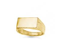 (Y) Jewelco London Unisex Solid 9ct Gold Engravable Barked Initial Blank Plate Signet Ring - JIR007