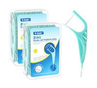 Y-Kelin 2 in 1 Orthodontic Flossing Sticks for Braces 100 Pcs, Toothpick with Interdental Brush Deep Clean Between Teeth, Dental Floss Stick for Narrow Gaps