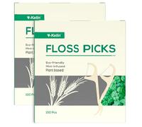 Y-Kelin Dental Floss Picks | Eco-Friendly Wheat Straw Floss Sticks | 200 Count Gentle on Gums | Plastic-Free, Compostable | Sustainable Oral Care for Adults & Kids | Vegan, Cruelty-Free