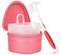 Y-Kelin Denture Cleanning Set Denture Cleaning Case with Denture Brush, Pink