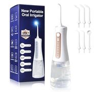 Y-Kelin Water Flossers for Teeth Cordless, Electric Flosser for Teeth with 5 Modes 6 Jet Tips, 350ML Oral Irrigator, IPX7 Waterproof Dental Flosser Water Jet USB Rechargeable for Tavel/Home Use(White)