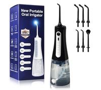 Y-Kelin Water Flossers for Teeth Cordless, Electric Flosser for Teeth with 5 Modes 6 Jet Tips, 350ML Oral Irrigator, IPX7 Waterproof Dental Flosser Water Jet USB Rechargeable for Tavel/Home Use(Black)