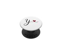Y Letter Initial Heart cute handwritten Typography Gift PopSockets Adhesive PopGrip