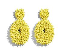 Y&M Boys' State T Drop Earrings - Bohemian Beaded Round Dangle Earrings Gift (W-Yellow)