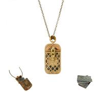 Y-M-H Tiny Tarot Deck Necklace,Miniature Tarot Card Necklace with 22 Major Arcana,Antiqued Brass Cage Pendant,Tarots Lovers Gift & Divination Accessory (1PCS)
