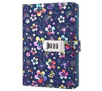Y&NUHN A5 Flower PU Leather Travel Journal Diary with Combination Lock Pen Holder