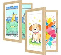 Y-Nut 2 Pack Art Frames Front Opening A4, Artwork Display Storage Frame Changeable, Multiple Picture Frame Drawing Hanging Art, Hold 150 PCS, WPC Plastic Multi Photo Frame,Walnut