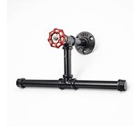 Y-Nut Rustic Industrial Pipe Wall Mounted Toilet Paper Holder with Screw Kit, Heavy Duty Steampunk Toilet Paper Dispenser, Modern Chic Electroplated Black Iron Finish