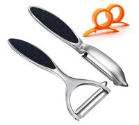 Y Shape Vegetable Peeler with 2 Orange Peelers, Sharp Carbon Steel Blade Non-Slip Handle, Swivel Peeler for Potato Carrot Cucumber Fruit Citrus