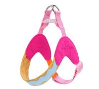 Y-shaped anti-pull dog harness designed specifically for French Bulldog. It features an adjustable, softly padded chest vest with reflective strips, breathable design pink XXS