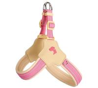 Y-shaped anti-pull dog harness designed specifically for French Bulldog. It features an adjustable, softly padded chest vest with reflective strips, breathable design pink S